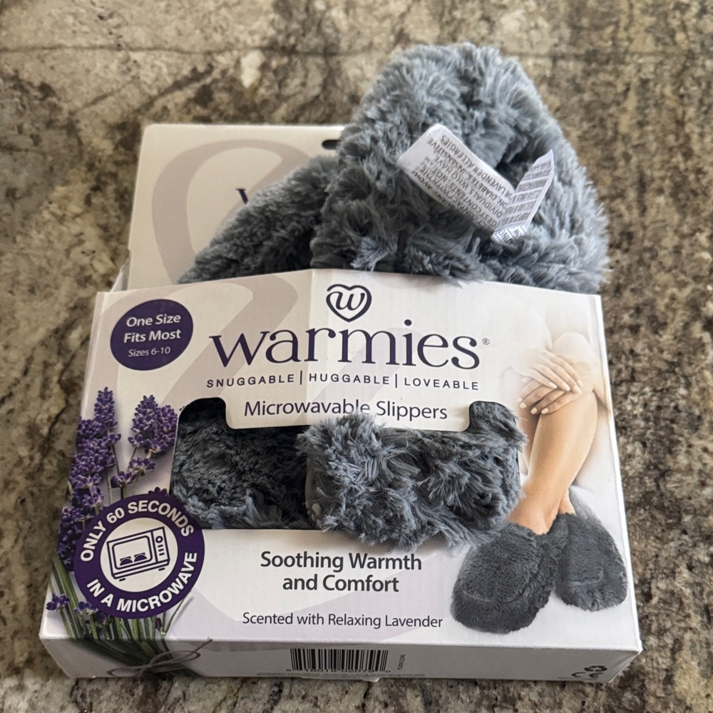 Warmies Gray Microwavable Slippers
